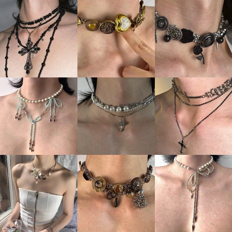 Original Design Disordered Pearl Cross Love Titanium Steel Necklace Heavy Industry Multi-Layer Pearl All-Match Jewelry - Image 2